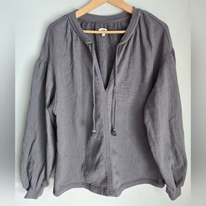 AERIE Gray Boho Style Cotton Sweater